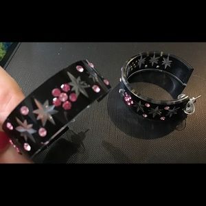 awesome black rhinestone earrings pierced